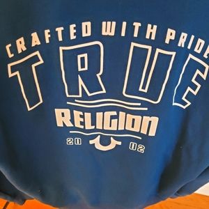Mens True Religion Hoodie Blue sz XL
